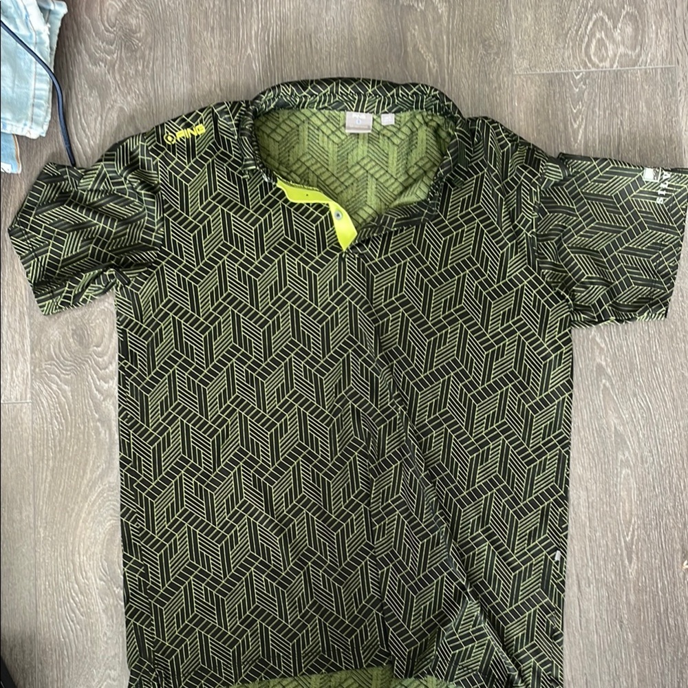 Geometric Pattern Golf polo - Green